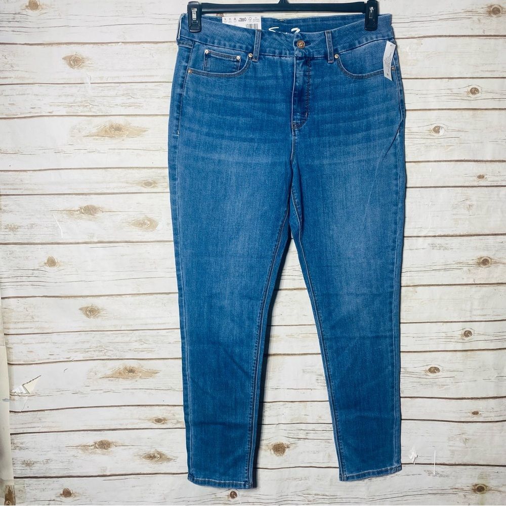 Seven7 High Rise Blue Women's Tummy Less Inner Slimming Skinny Jeans Size 16